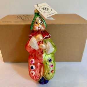 Christopher Radko Clown Song Glass Festive Ornament with Red and Green NWT